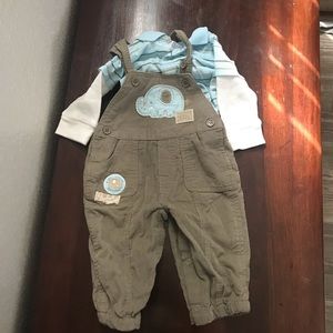 Baby Boy Elephant Overall Outfit - Size 3-6 Months